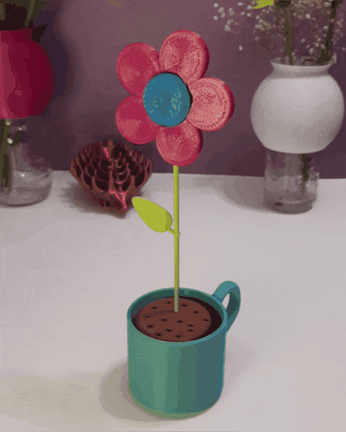 Flower With Flower Pot - No Supports - Press Fit 3d model