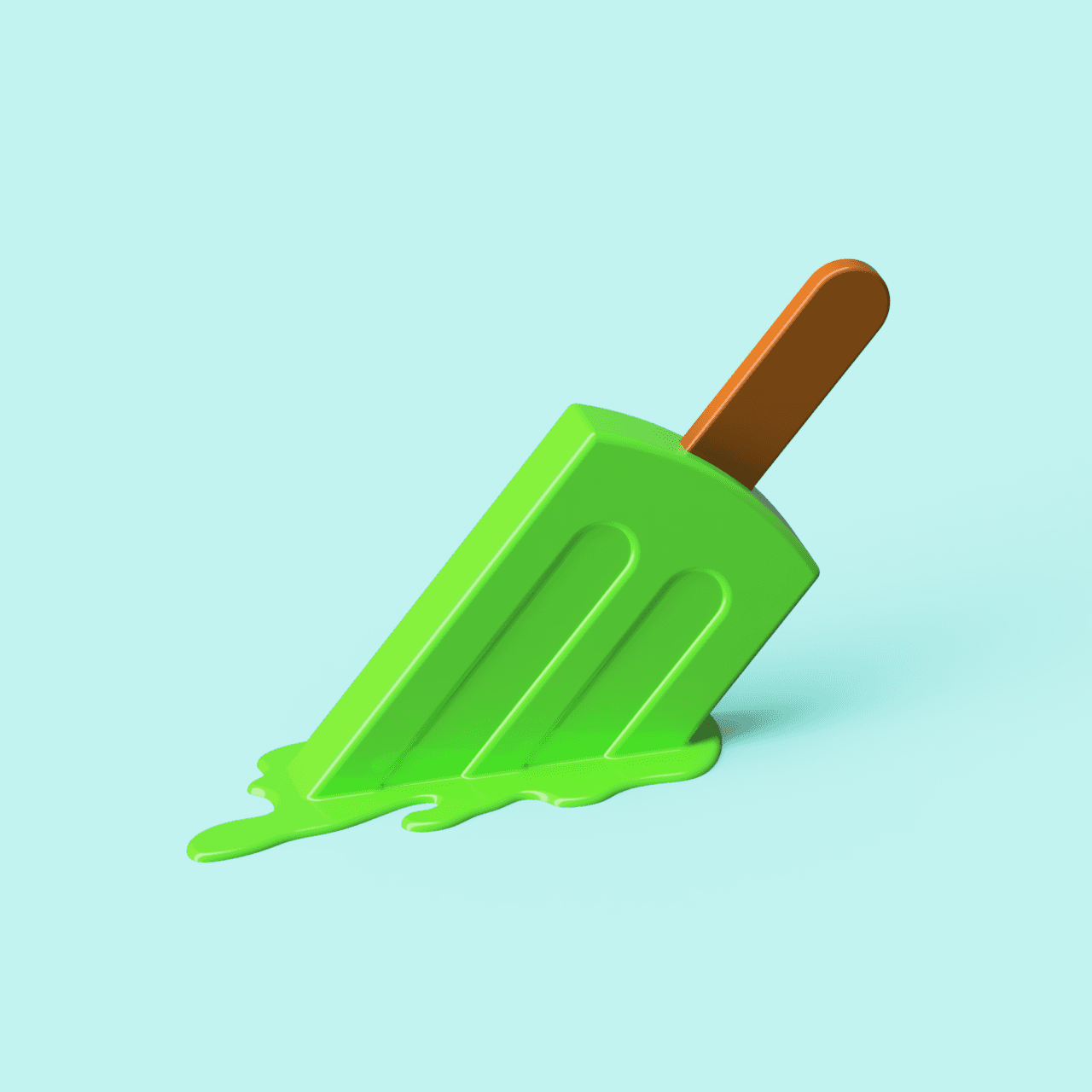 Melted Ice Cream Popsicle 3d model