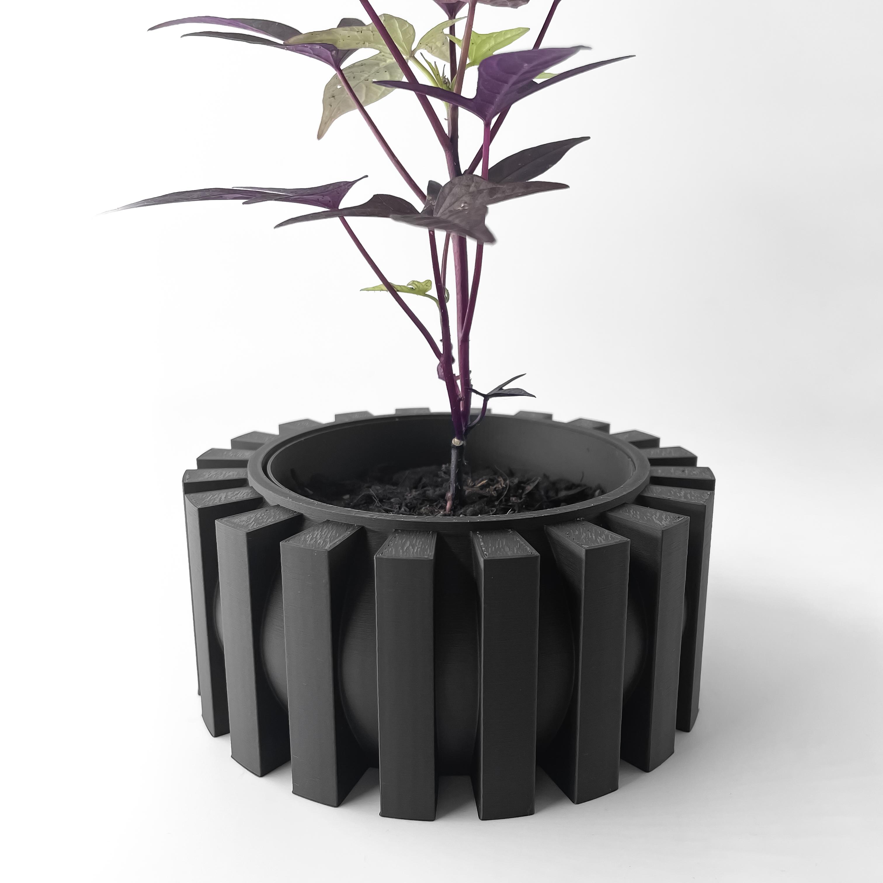 The Erlin Planter Pot with Drainage Tray & Stand Included | Modern and Unique Home Decor 3d model