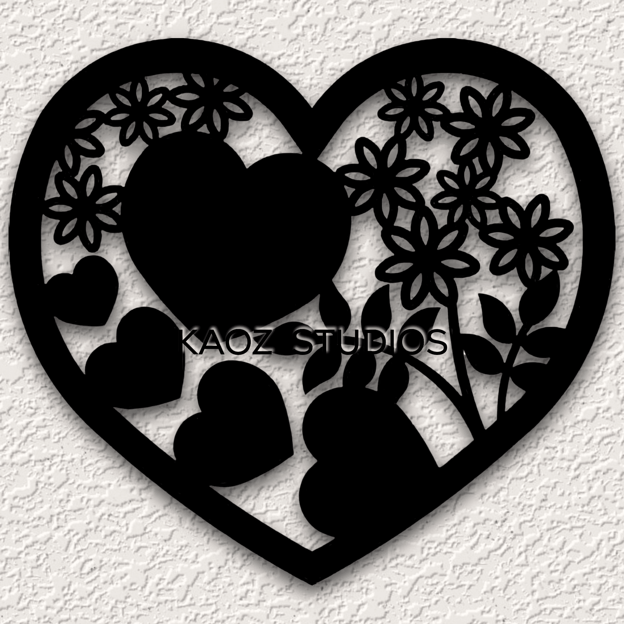 floral wall art hearts wall decor flowers love decoration 3d model