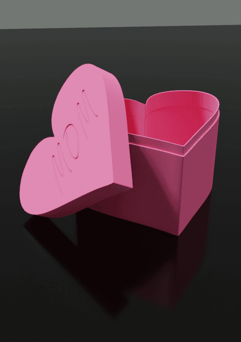 Light Weight Gift Box - Heart Shaped for Mother's Day - Support Free 3d model