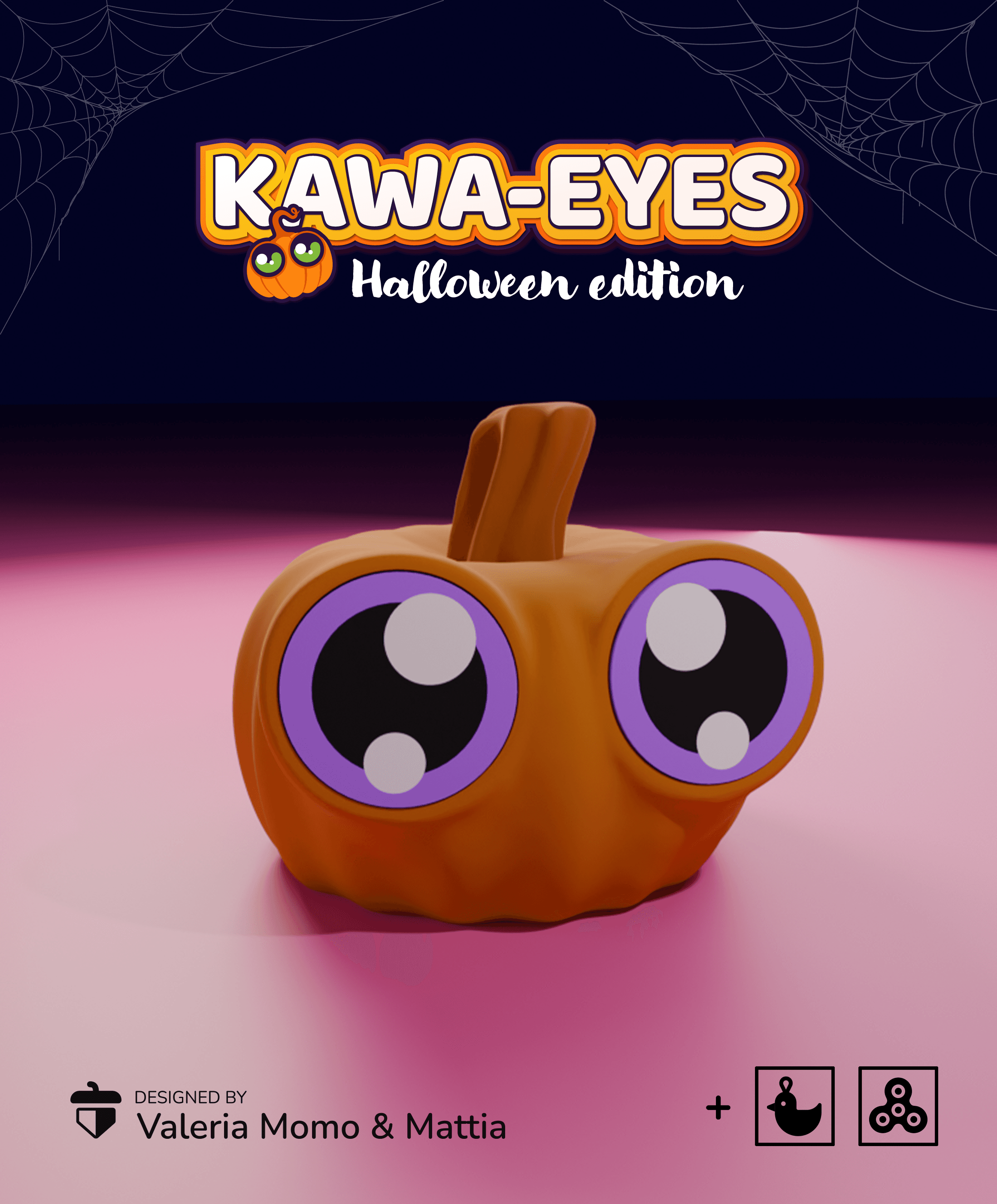 Kawa-eyes Pumpkin 🎃 Keychain & Fidget! 3d model