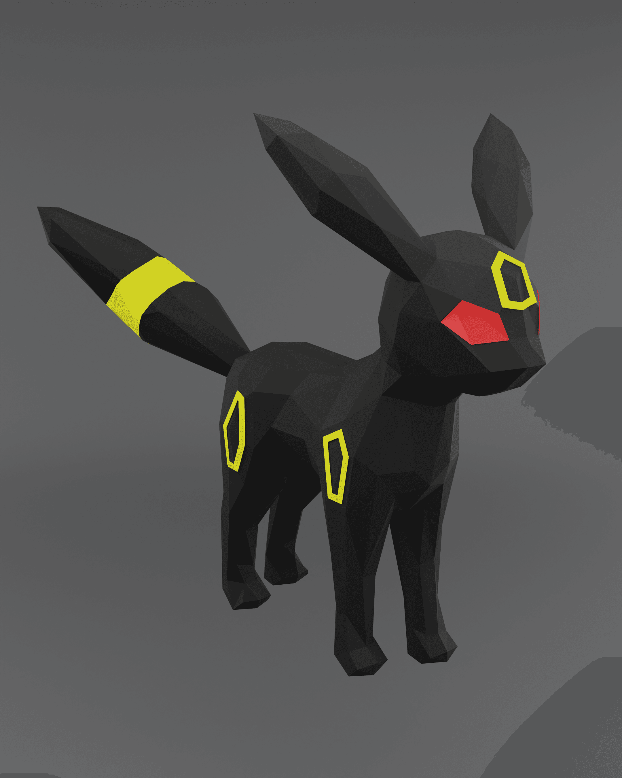 Low Poly Umbreon - Fan Art (Bambu Project and Multi-Part Included) 3d model