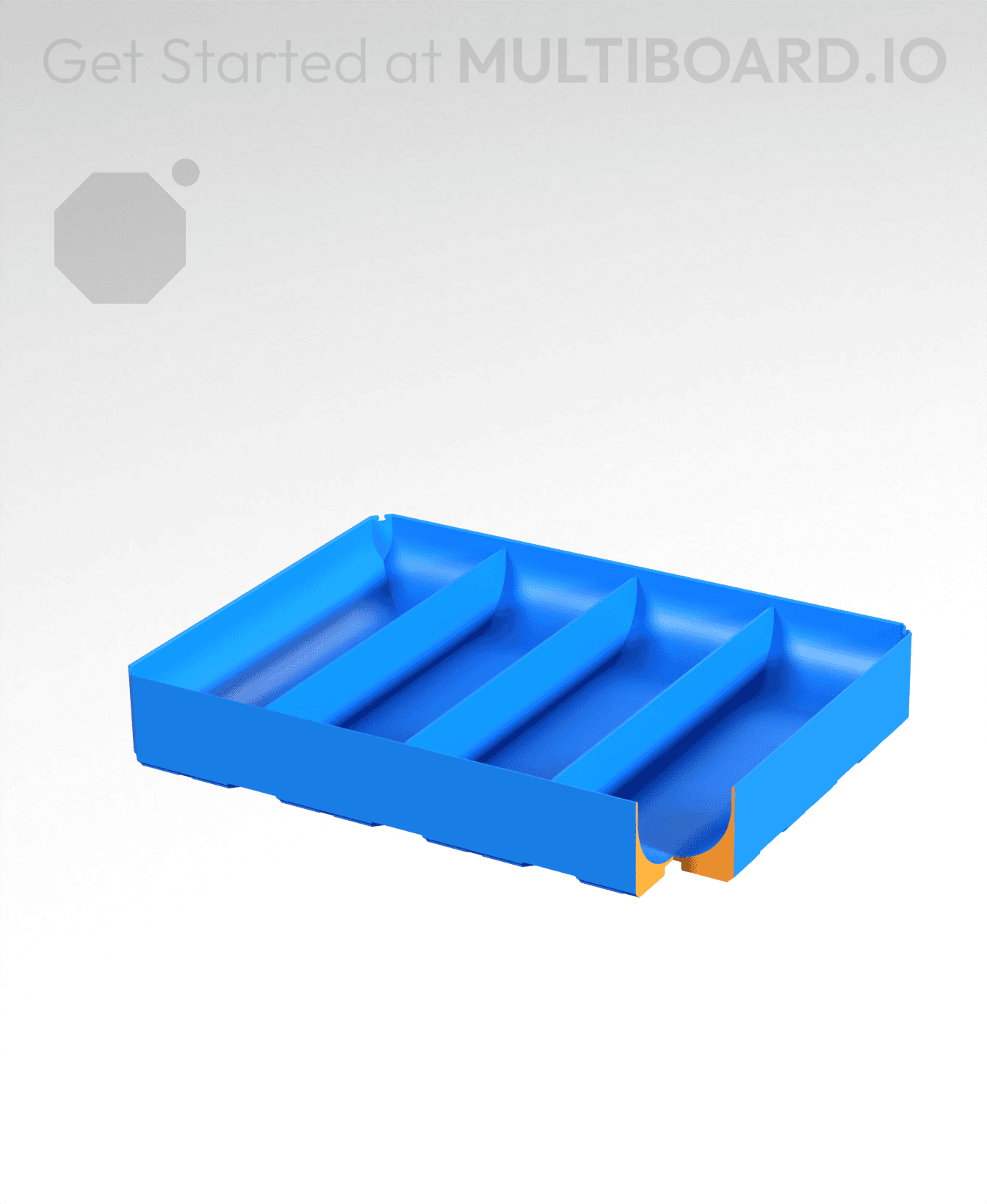 4x3x0.75 - Full Curved - Divided Bin - Multibin Insert 3d model