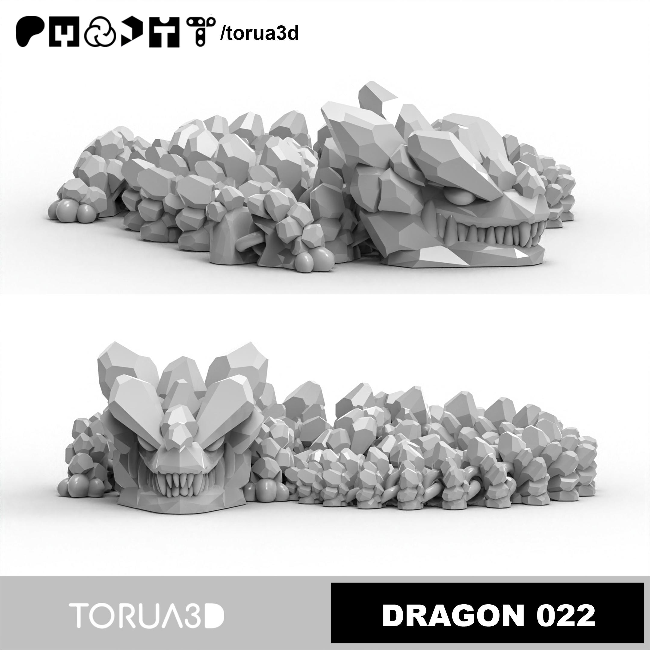 Articulated Dragon 022 - Print in place - No supports - STL  3d model