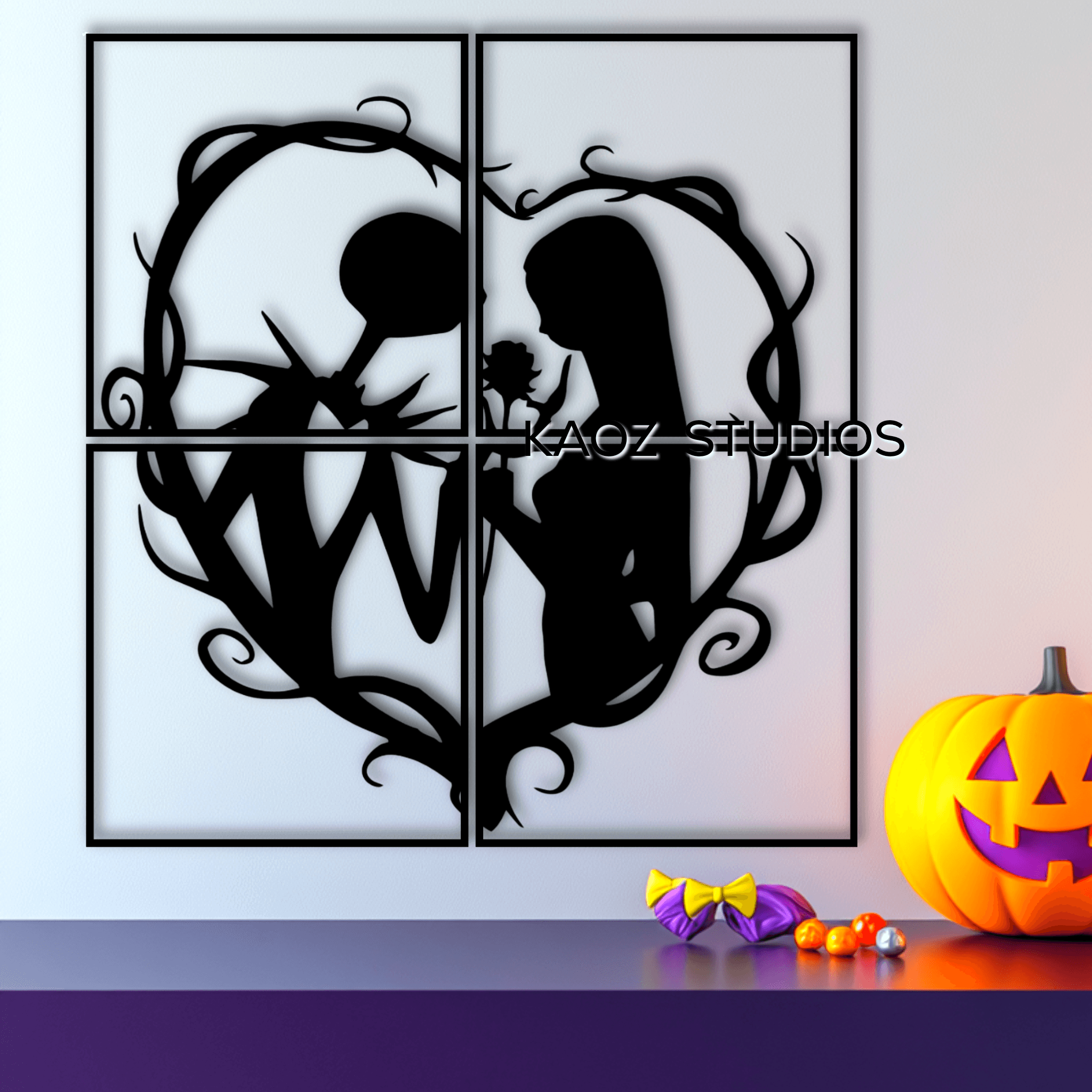 EXTRA LARGE Jack and Sally wall art the nightmare before christmas wall decor  3d model