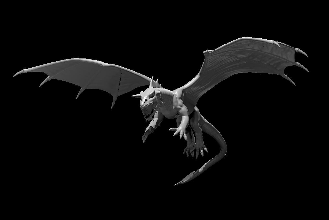 Black Dragon Wyrmling Flying - Black Dragon Wyrmling Flying - 3d model render - D&D - 3d model