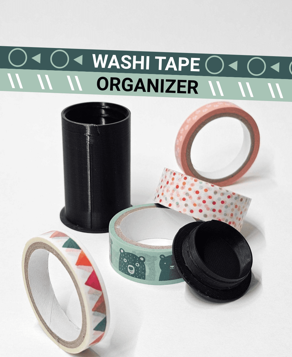 Washi tape holder | Stash supplies inside with screw-on lid! | Fits 3 rolls of 16mm width craft tape 3d model