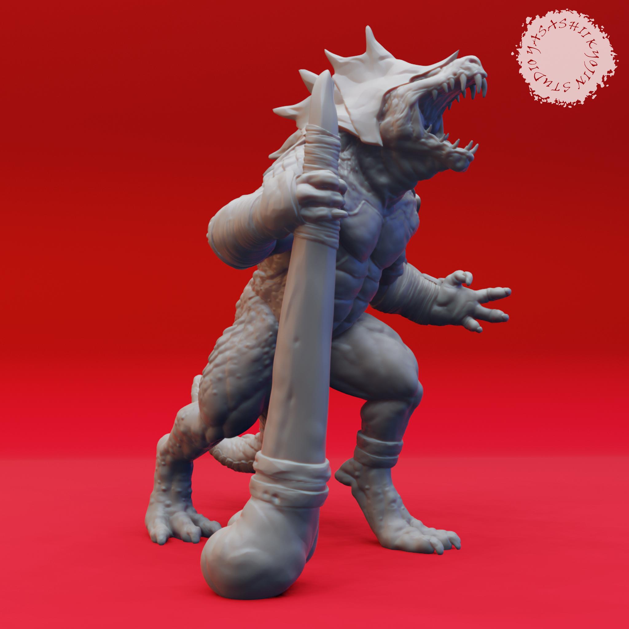 Lizardfolk Warband - Tabletop Miniatures (Pre-Supported) 3d model