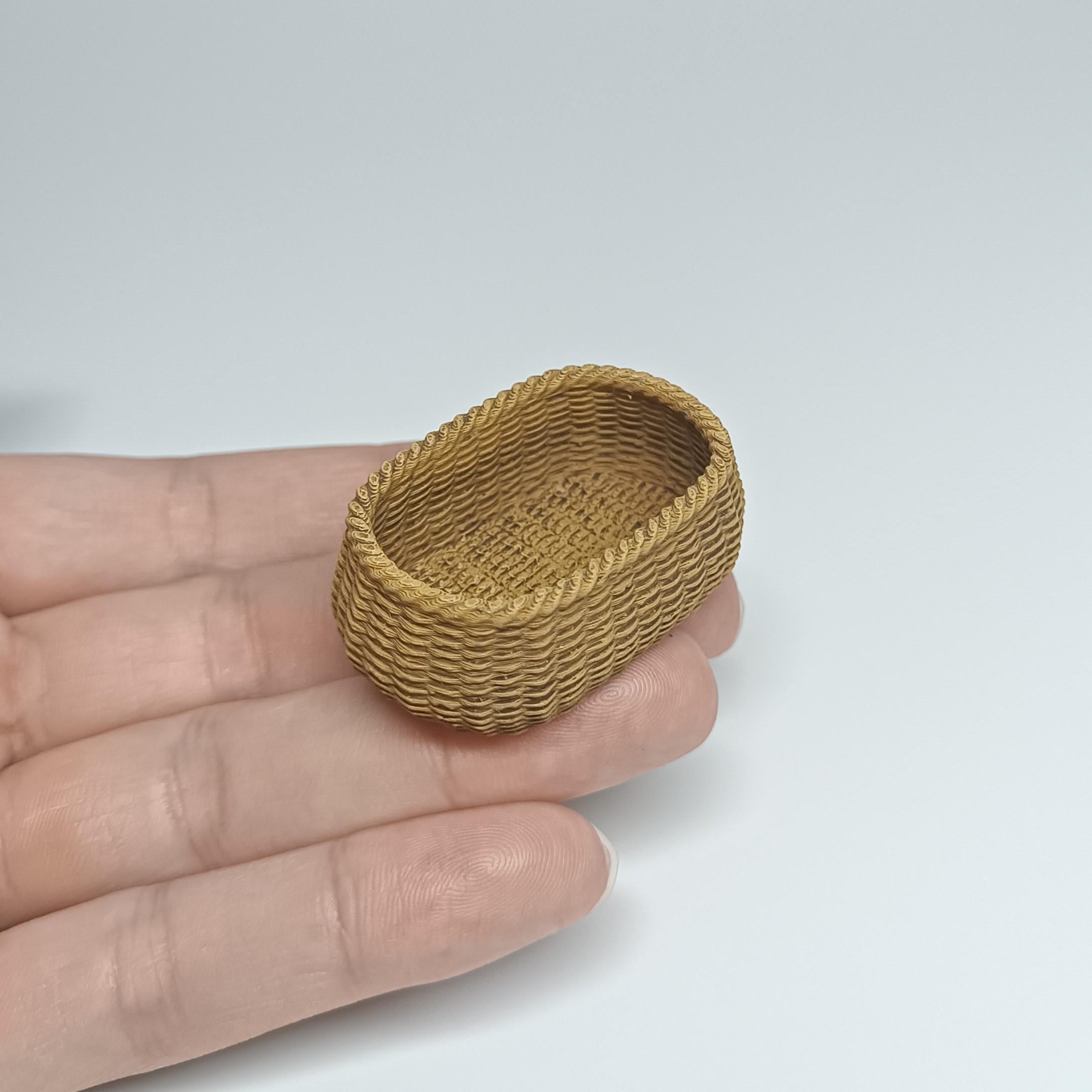 1/12 Scale Wicker Basket STL Set (Set of 5 Miniature Basket) for Dollhouses and Miniature Projects   3d model