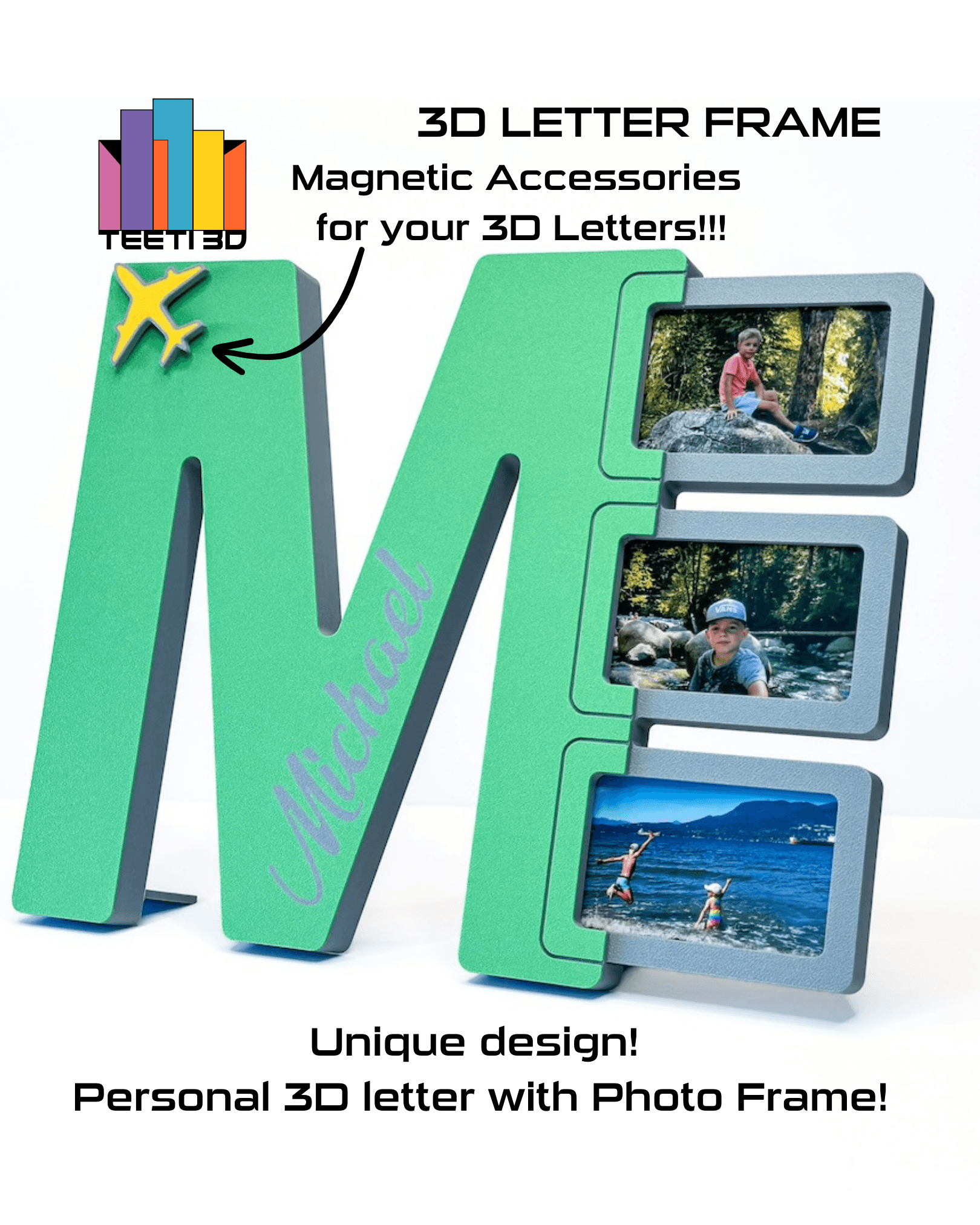 3D Letter "M" with Photo Frame 3d model