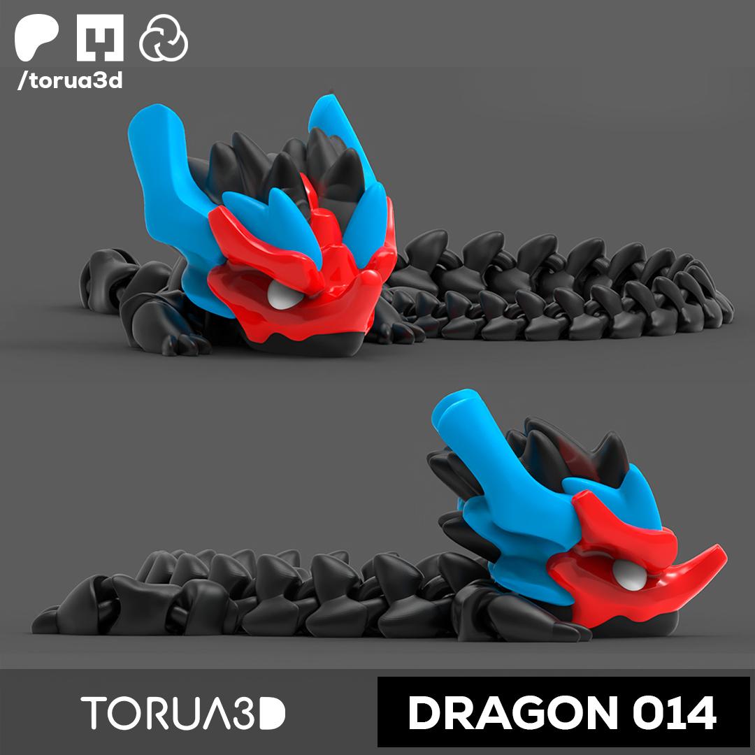 Articulated Dragon 014 - Print in place - No supports - STL 3d model