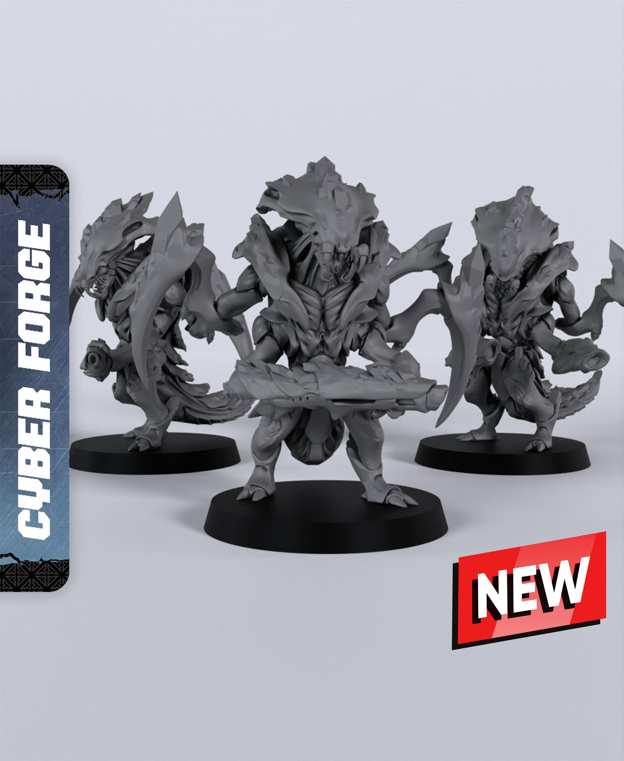 Crystalid Warriors - With Free Cyberpunk Warhammer - 40k Sci-Fi Gift Ideas for RPG and Wargamers 3d model