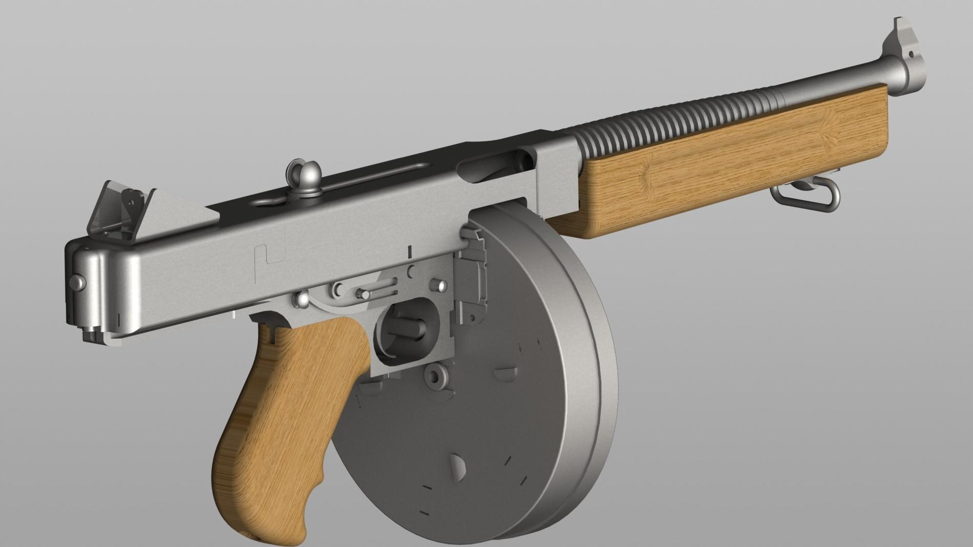 Thompson 1928 Sub-Machine Gun - Functional Assembly 3d model