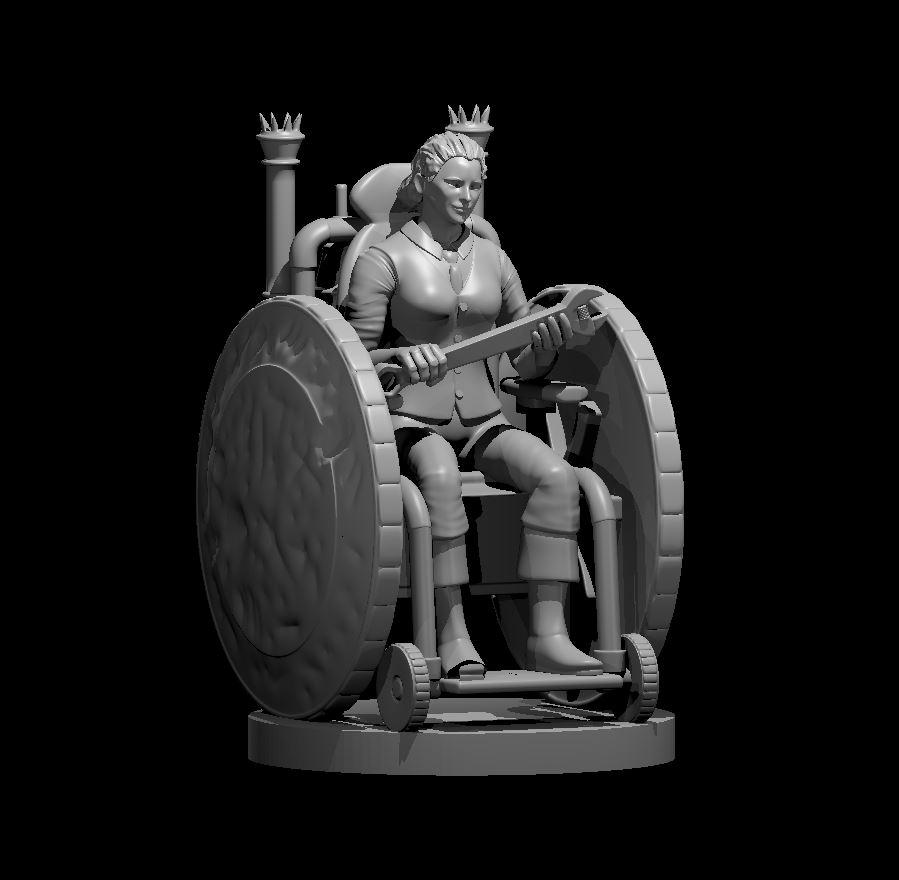 Female Artificer on Battle Wheelchair - Female Artificer on Battle Wheelchair - 3d model render - D&D - 3d model