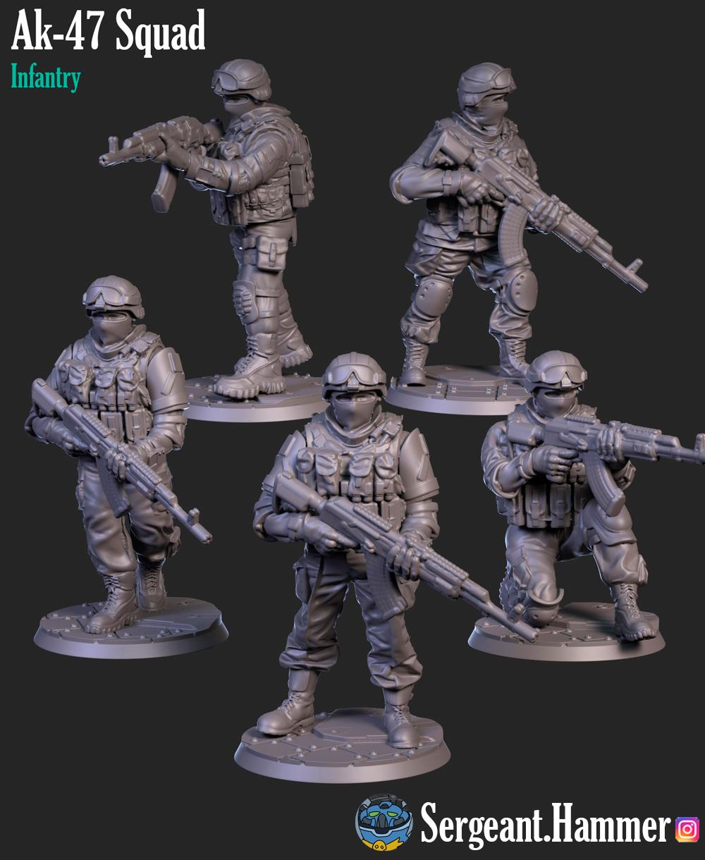 Modern Soldiers with ak 47 3d model
