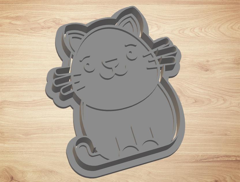 cat - cutter and stamp 3d model