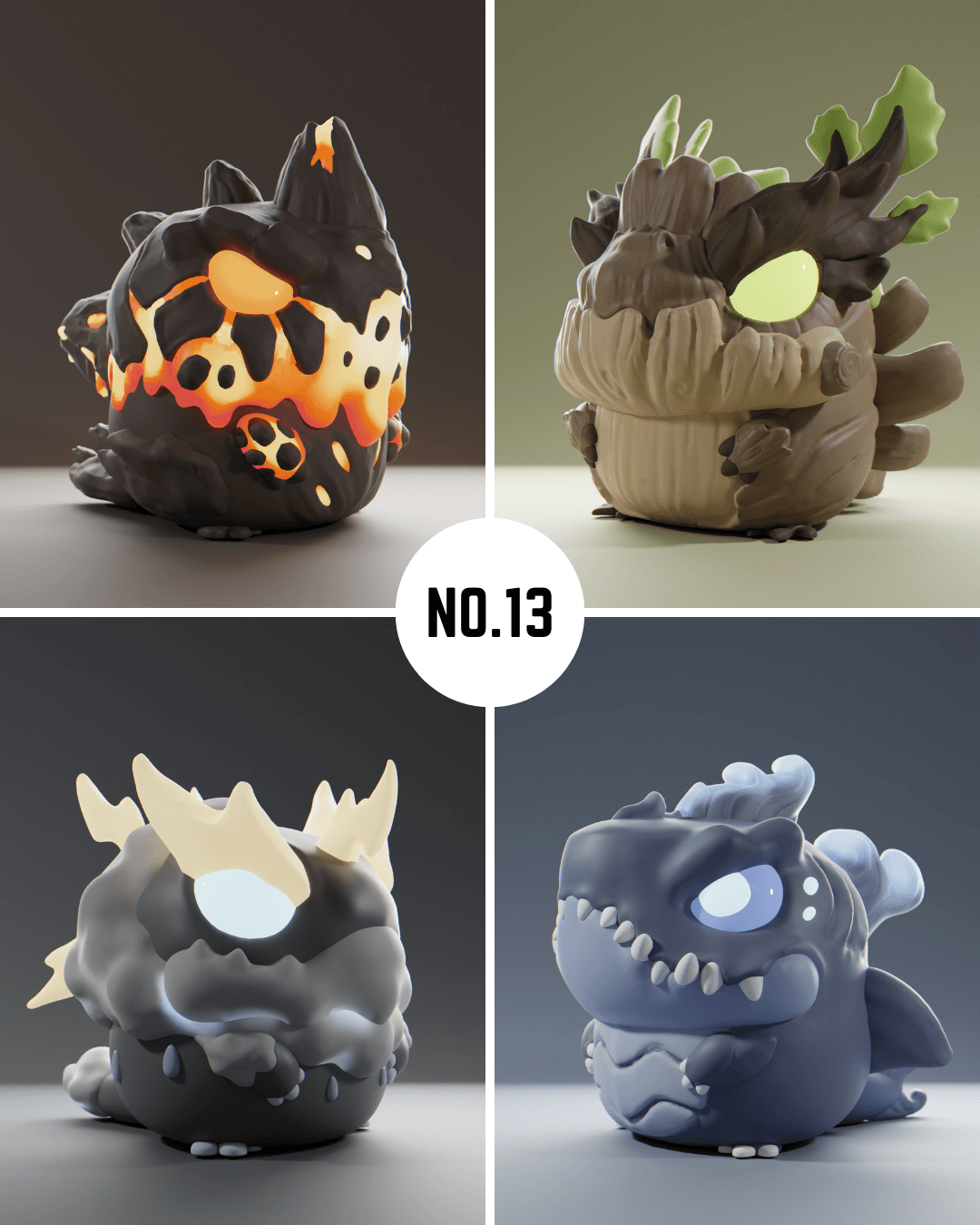 Grumpii 3D Printable Art Toy - Chubbii Series - Set 13 3d model