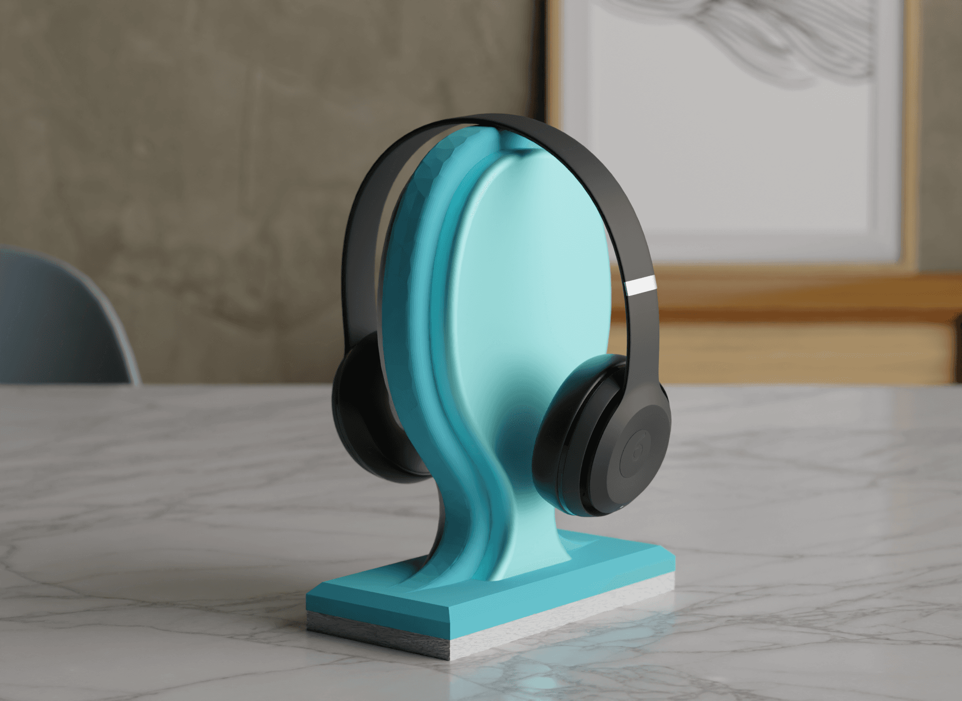 Sleek Headphone Holder: Elevate Your Workspace 3d model