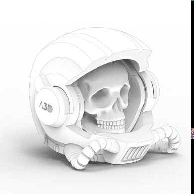 Astronaut Skull 005 - Art - Print in place - STL 3d model