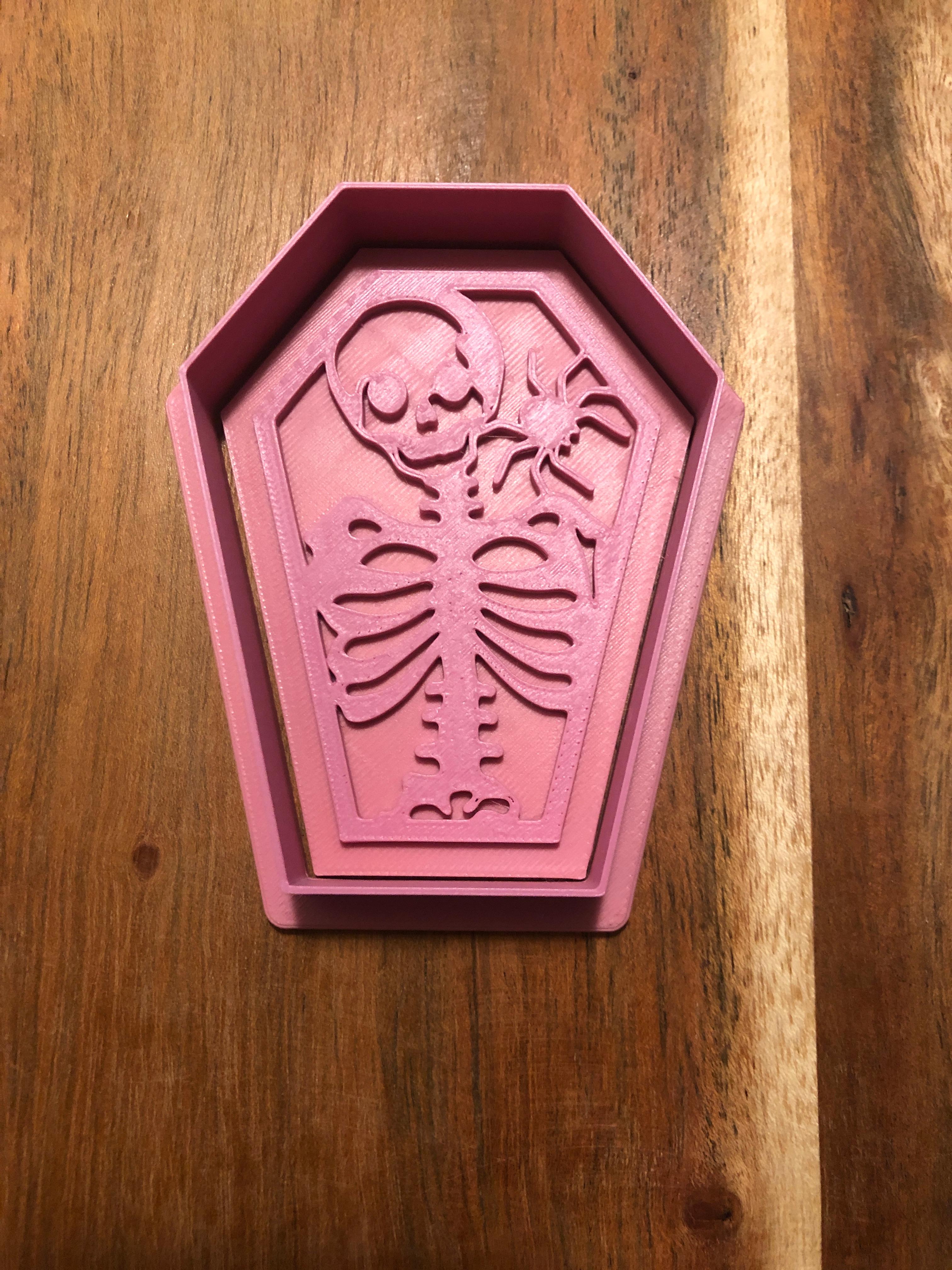 Coffin Skeleton Cookie Cutters and Stamps 3d model