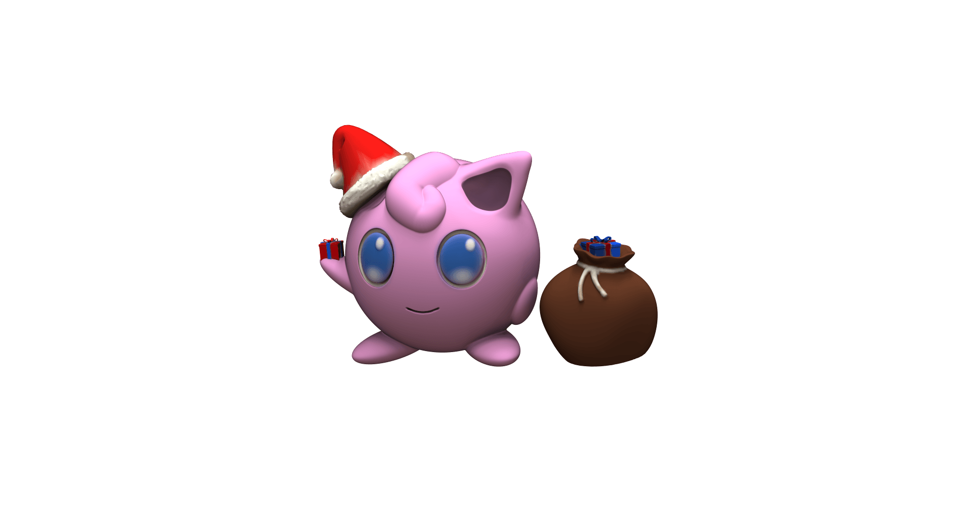 Jigglypuff Xmas Santa Pokemon Christmas Fan Art 3D model by