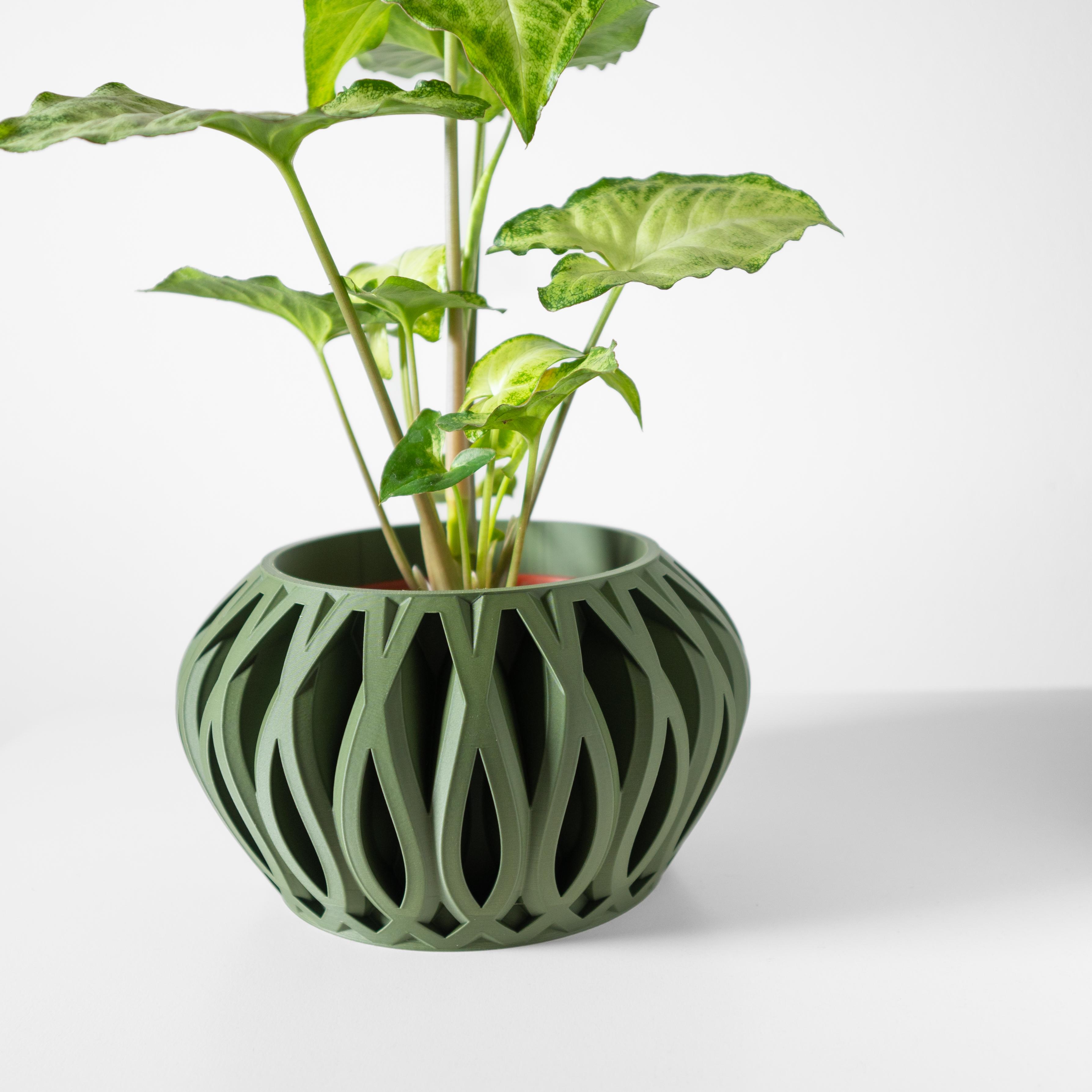 The Serik Planter Pot with Drainage Tray & Stand: Modern and Unique Home Decor for Plants 3d model
