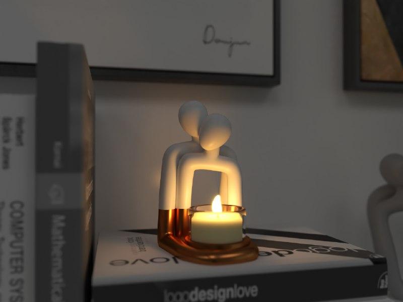 Challenge - candle holders Couple minimalist base support V3 HomeDecor_ TinyMakers3D 3d model
