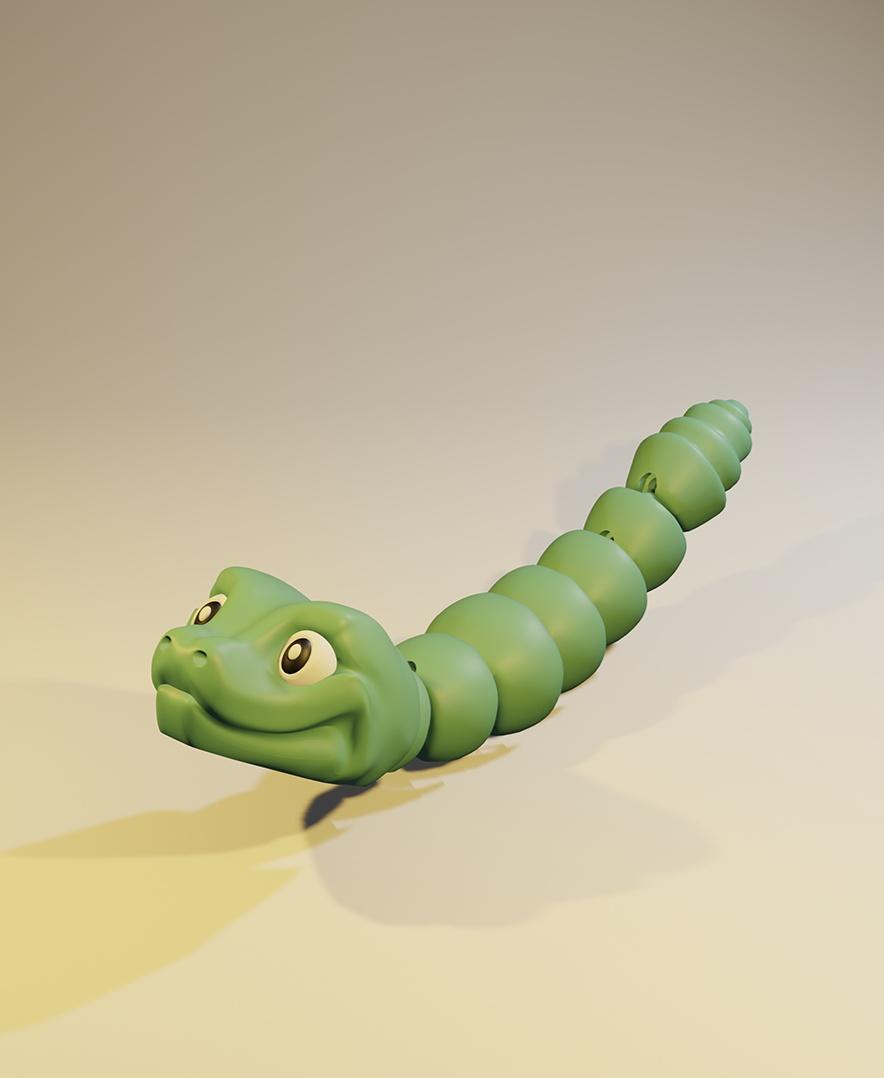 Slick - Articulated Snake Snap-Flex Fidget by Mimetics3D 3d model