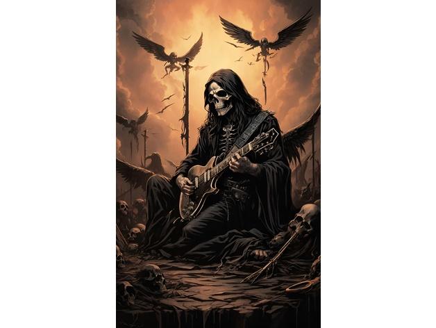 Skeleton Playing Guitar - Halloween Greeting Card  3d model