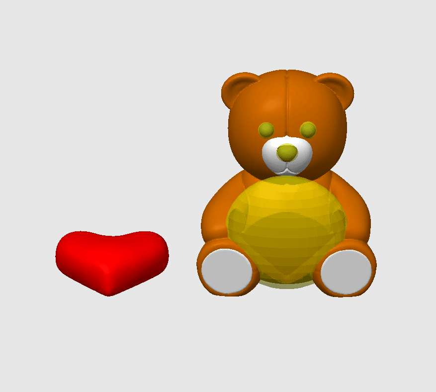 Teddy Bear with Heart Fuzzy Skin / Keychain / Ornament 3d model