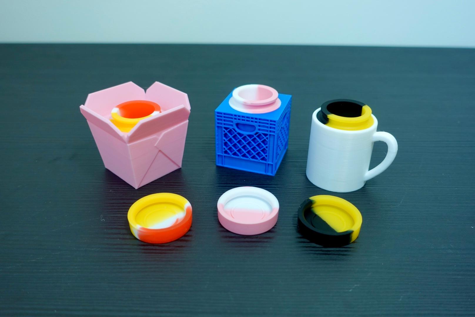 5ml Silicone Containers (Mini Crate, Takeout Box, Coffee Mug) 3d model
