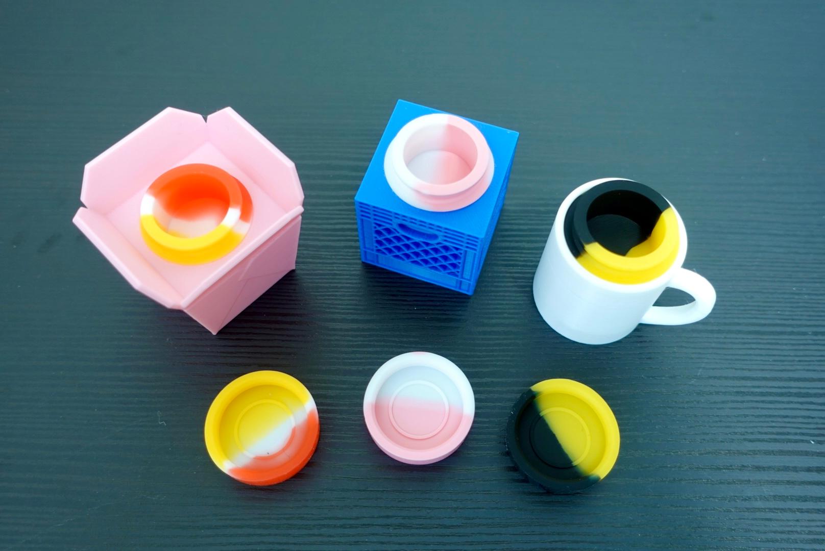 5ml Silicone Containers (Mini Crate, Takeout Box, Coffee Mug) 3d model