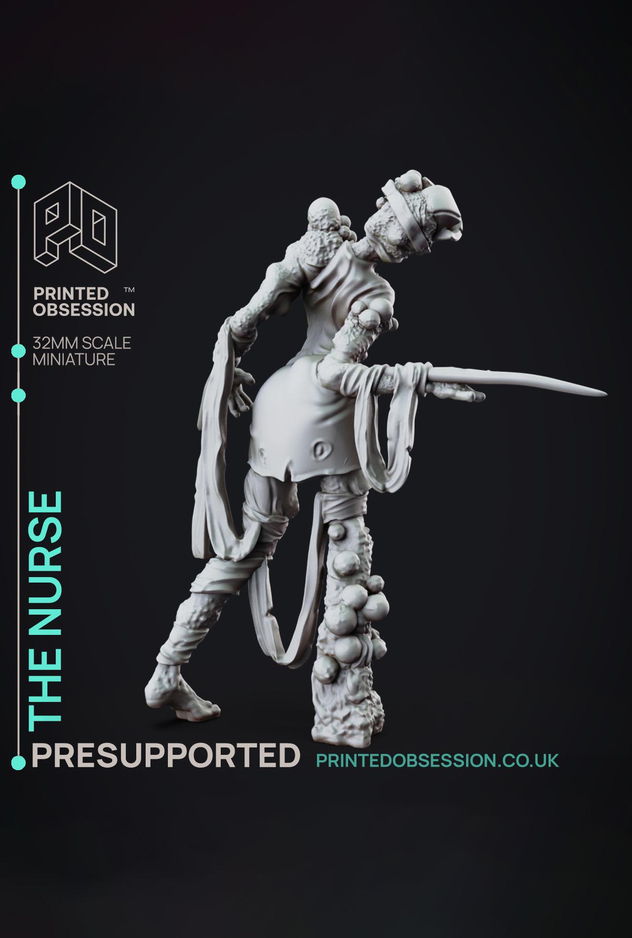 The Nurse - Lady of the Pox - PRESUPPORTED - Illustrated and Stats - 32mm scale			 3d model