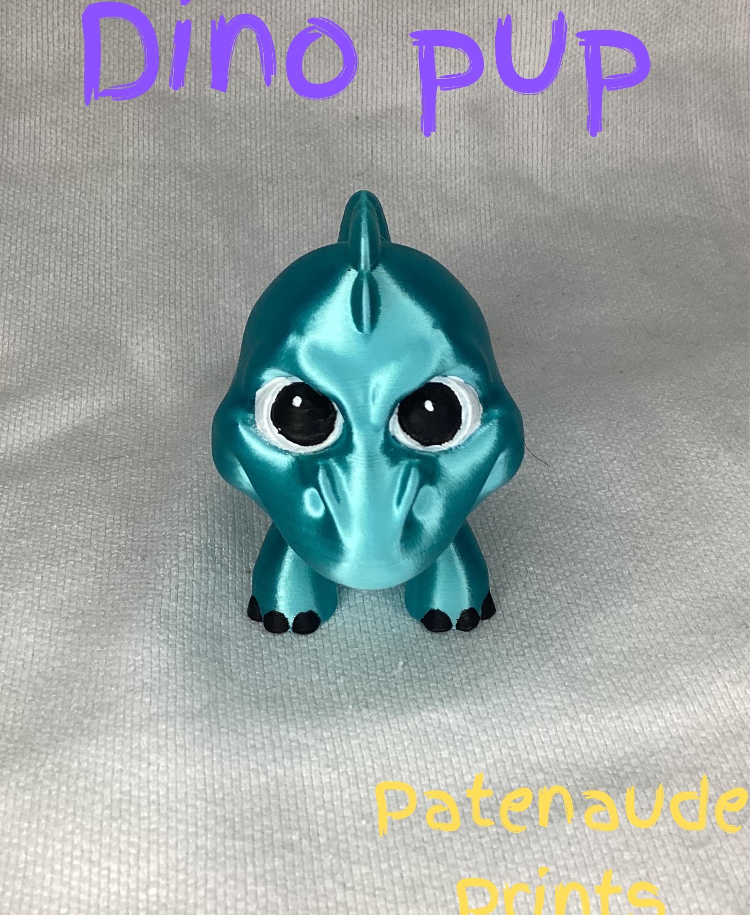 Dino Pup - Printed with  polymaker poly lite silk light blue. Hand painted the eyes and toes - 3d model