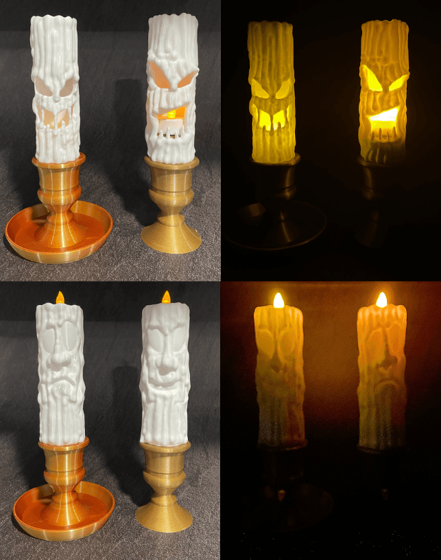 Creepy Candle Set of 5 with Candlestick / No Supports 3d model