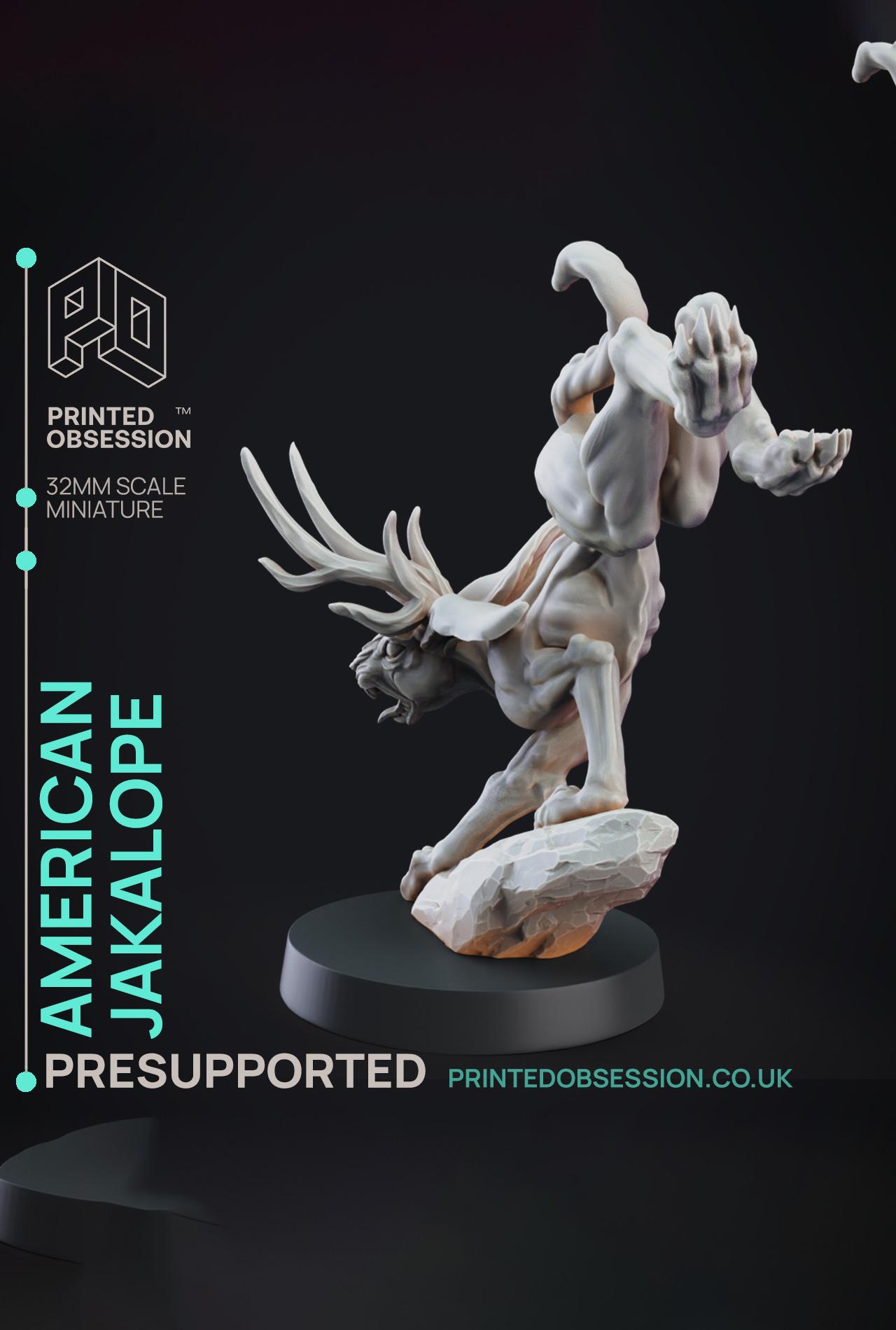 Jakalope - Skin Walkers - PRESUPPORTED - Illustrated and Stats - 32mm scale			 3d model
