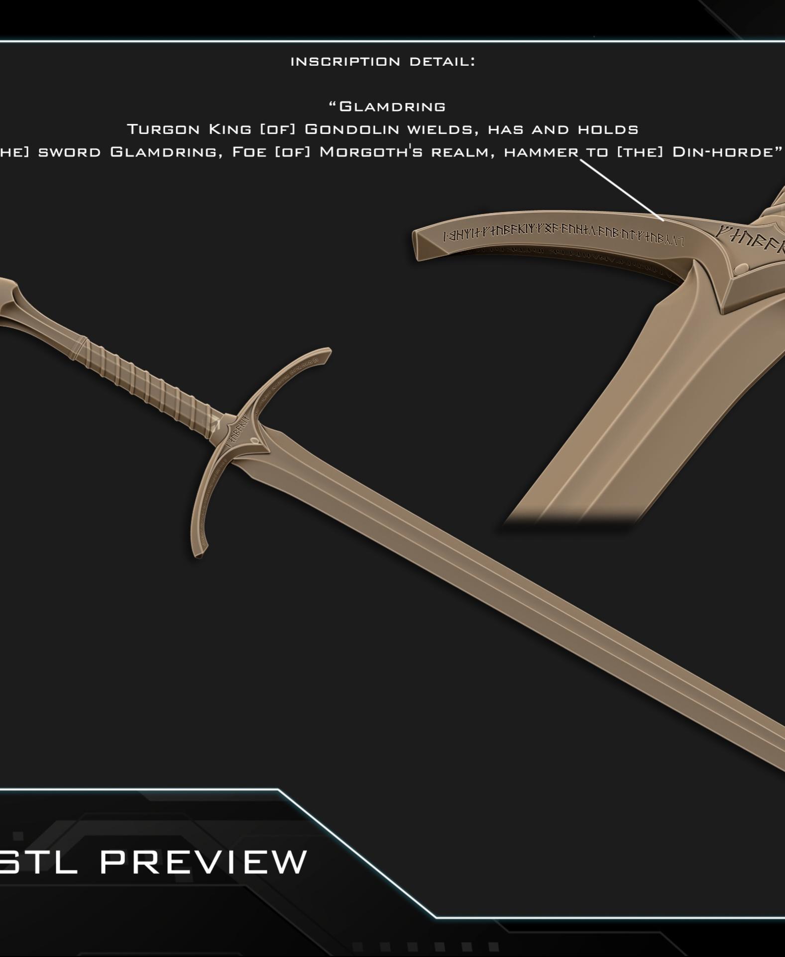 Glamdring sword with display stand 3d model