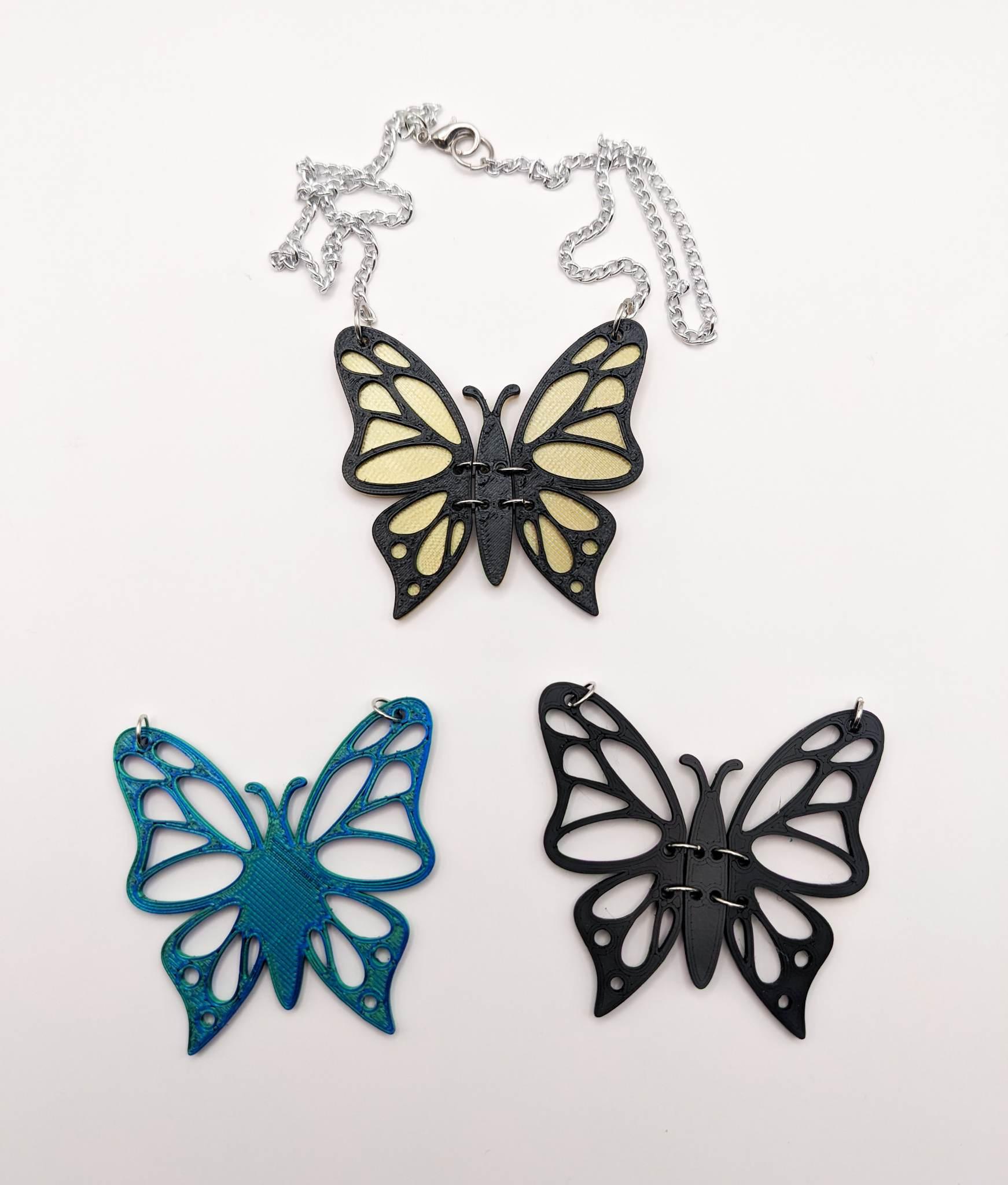 Butterfly Necklace Earring Set 3d model