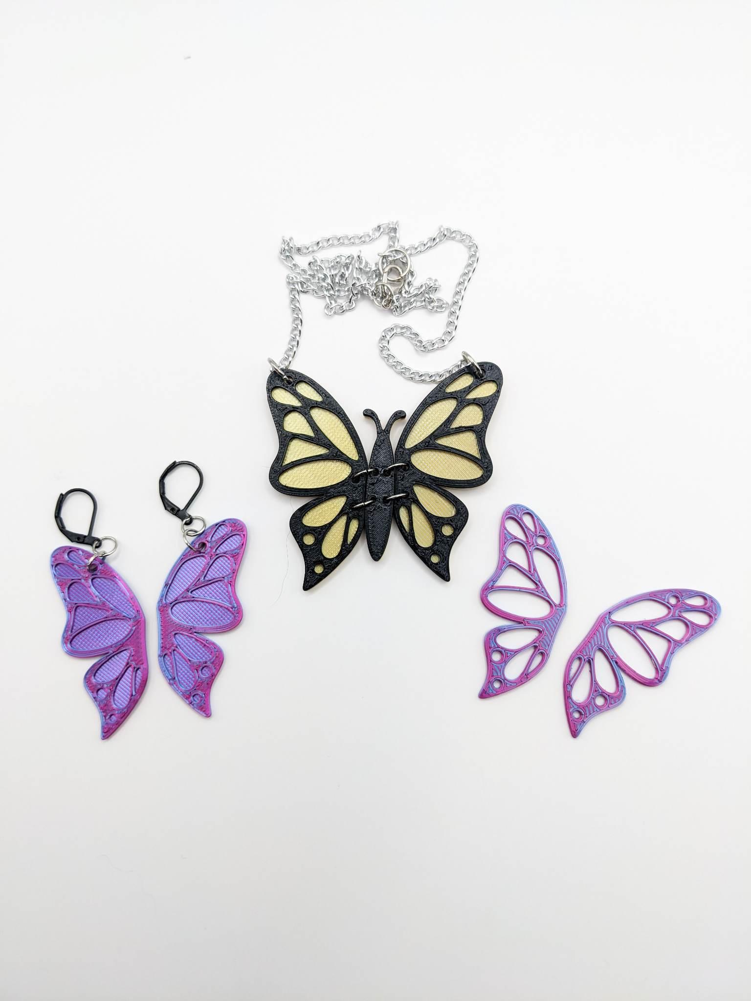 Butterfly Necklace Earring Set 3d model