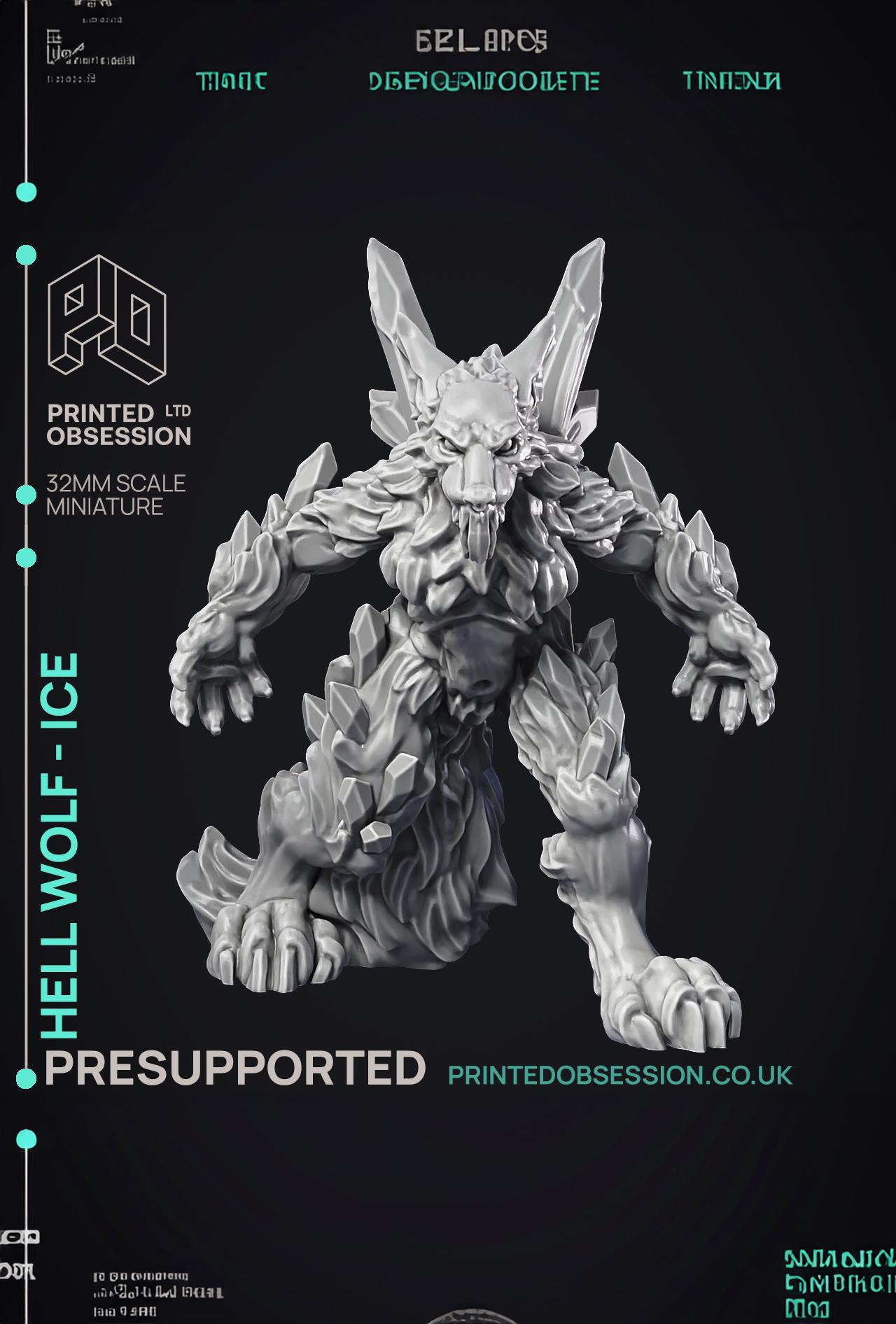Hell Wolf - Ice - PRESUPPORTED - Hell Hath No Fury - Scale 32mm  3d model