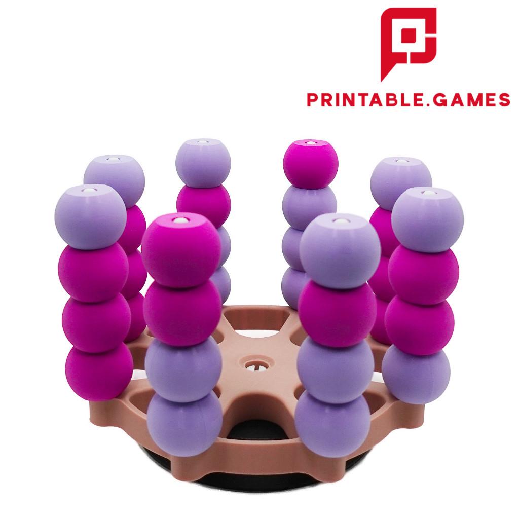 3D ROUND 8 PEGS FOUR IN A ROW GAME  3d model