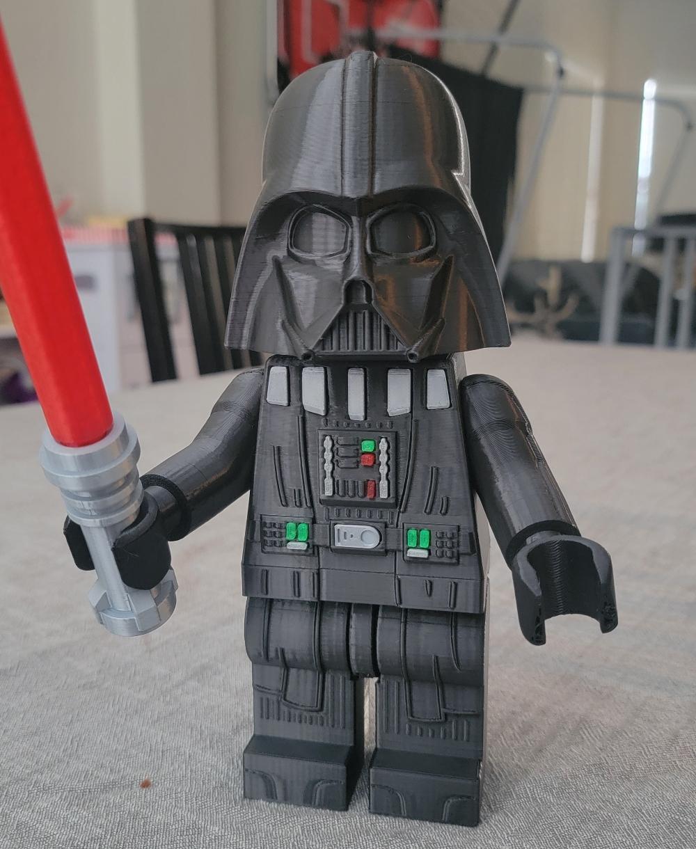 Darth Vader (9 inch brick figure, NO MMU/AMS, NO supports, NO glue) - Silk Black and Tranclucent colors! - 3d model