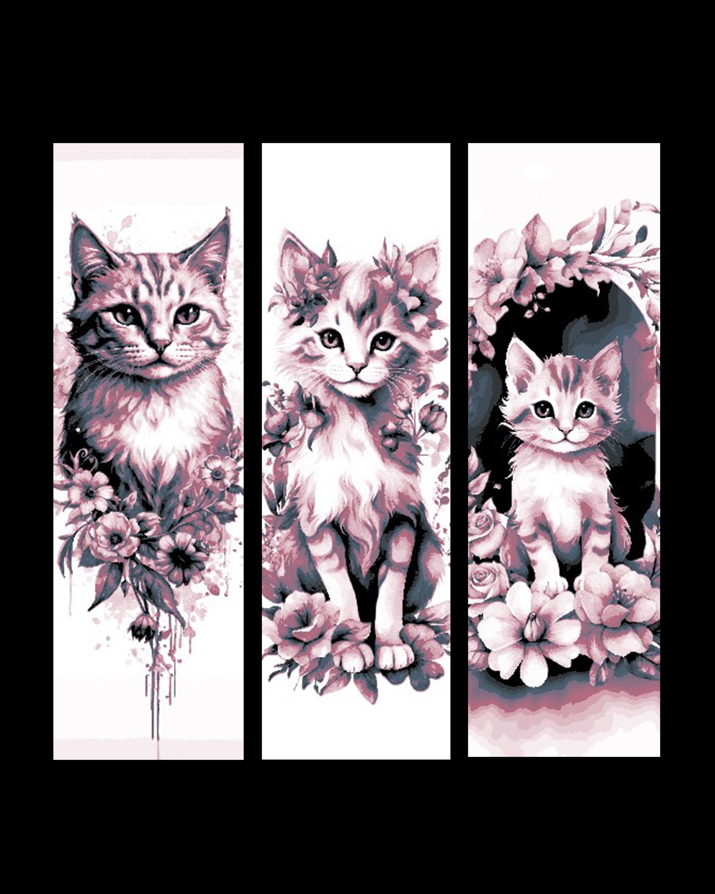 Cute Kittens and flowers, a perfect combination - Set of Bookmarks 3d model