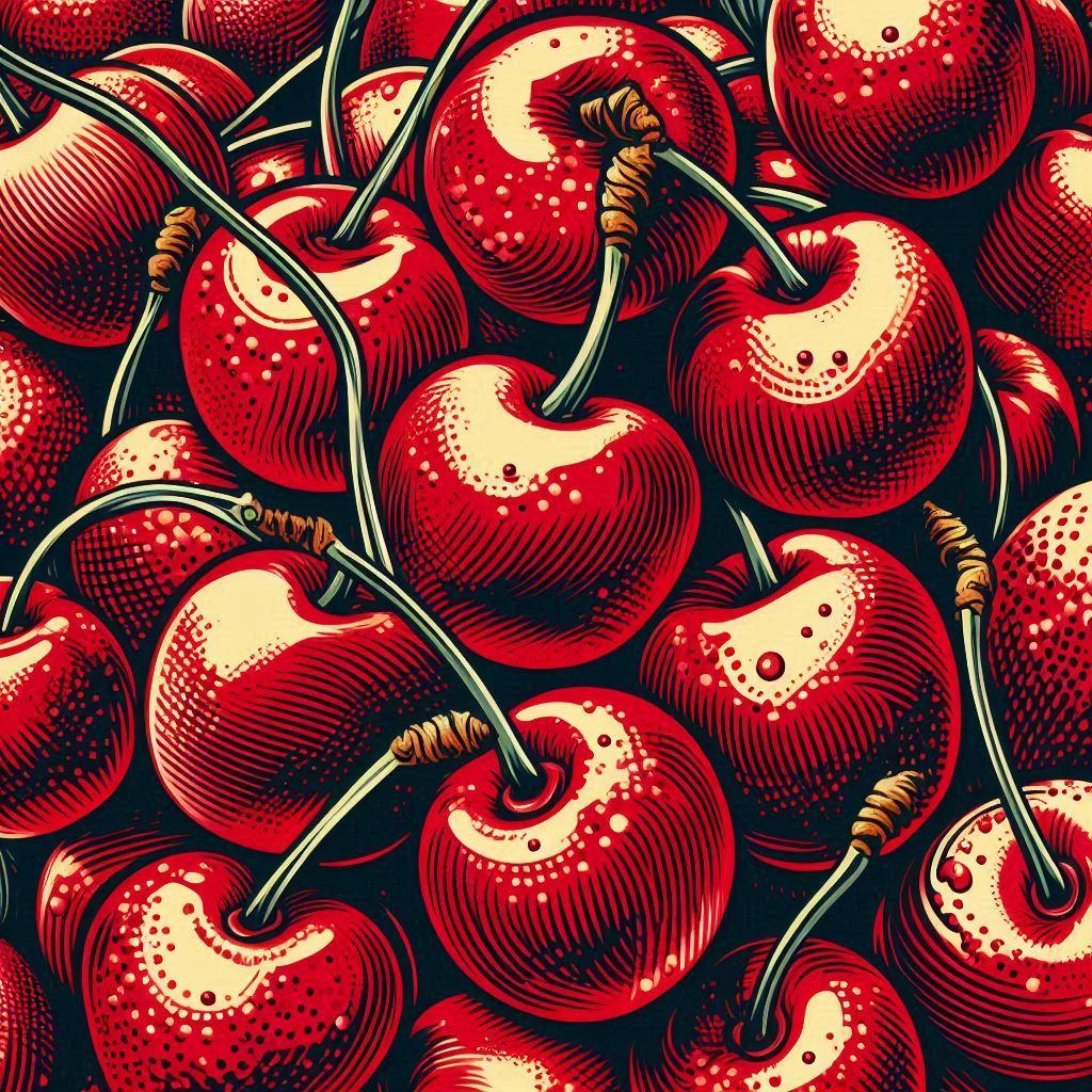 Cherries HueForge Woodblock Art Print  3d model