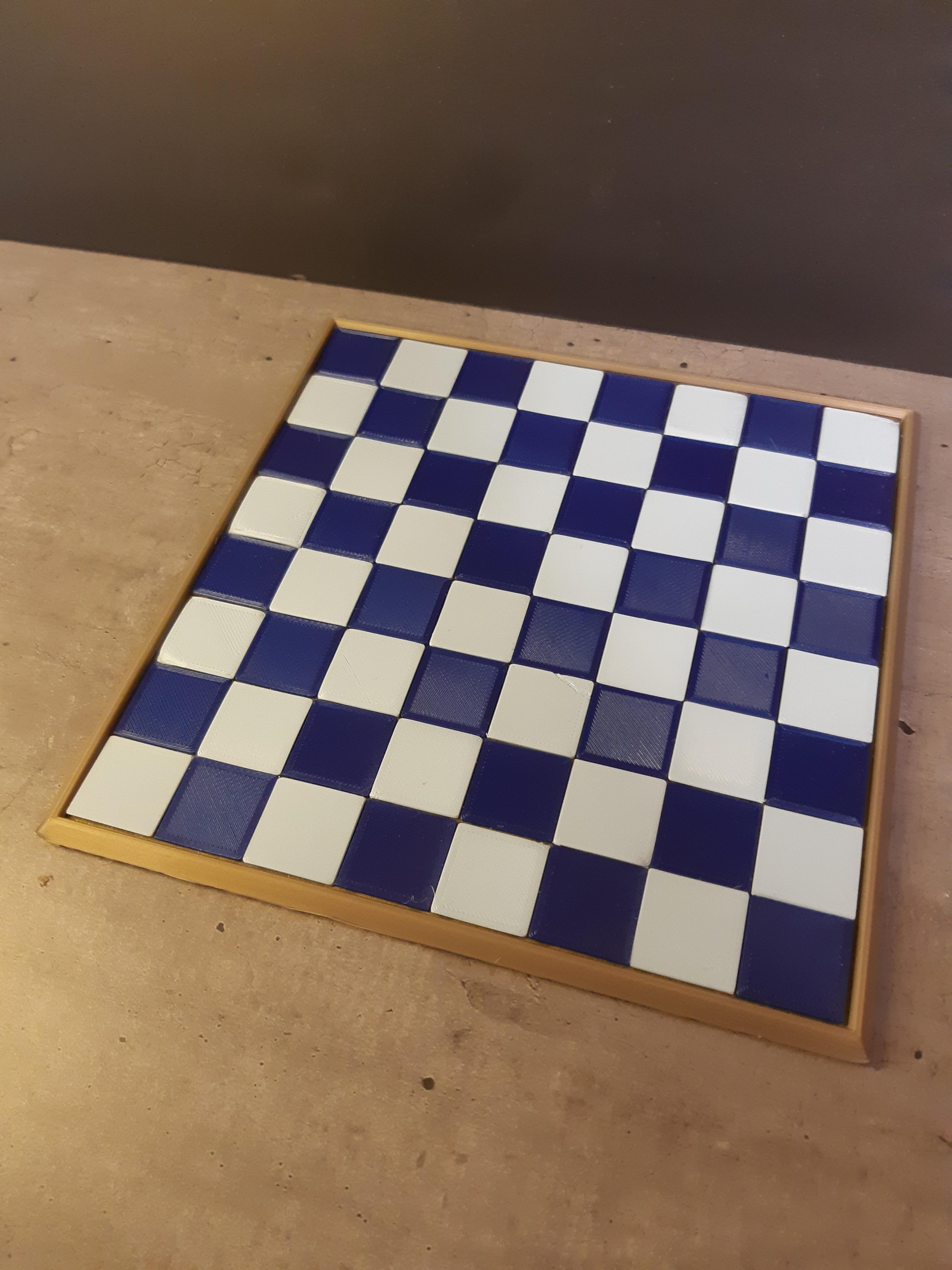 CHESS / CHECKERS MINI BOARD - EASY TO PRINT AND ASSEMBLE - SUPPORT FREE 3d model