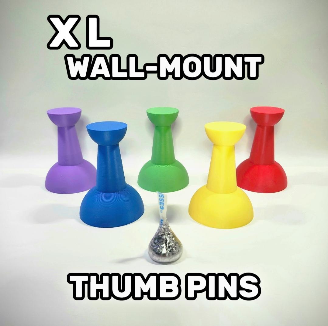 2in XL Oversized Push Pin Thumb Tack 3D Wall Art with Embedded Mount 3d model