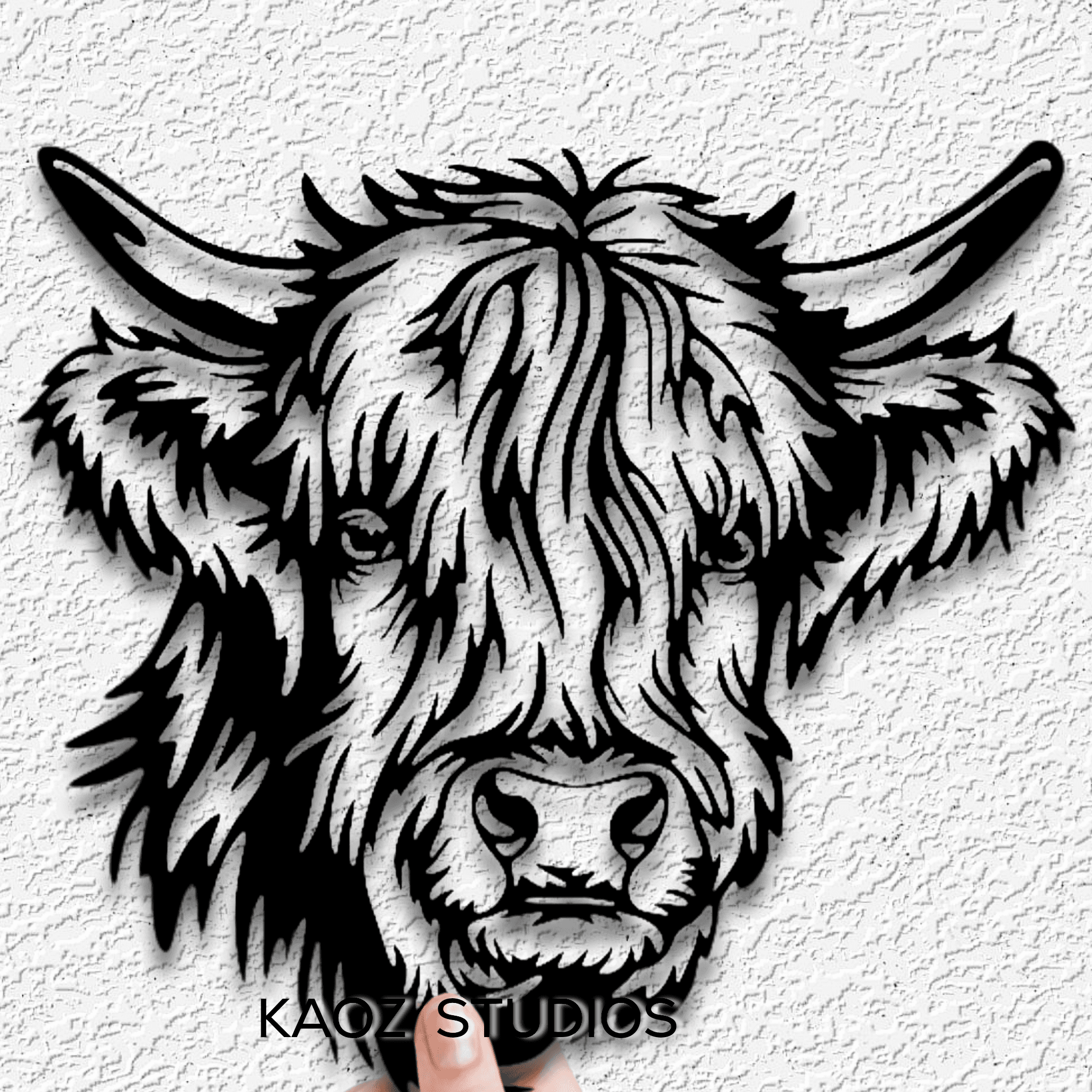 highland cow wall art mountain cattle wall decor furry bull decoration 3d model