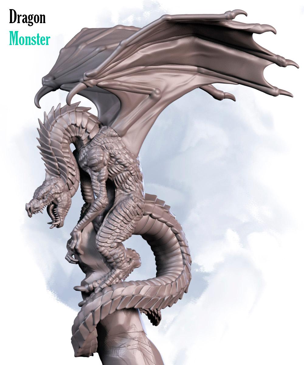 Angry dragon on mountian 3d model