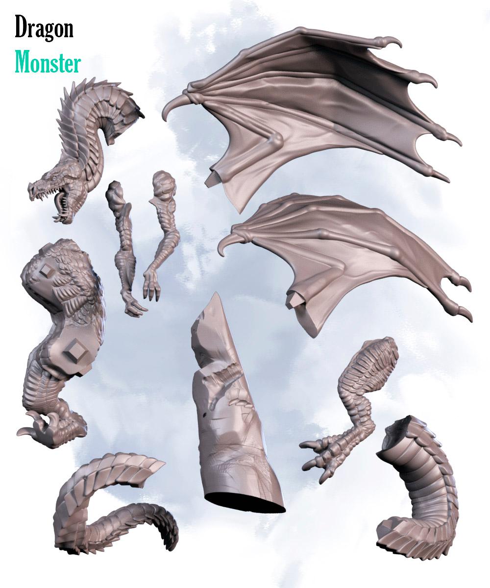 Angry dragon on mountian 3d model